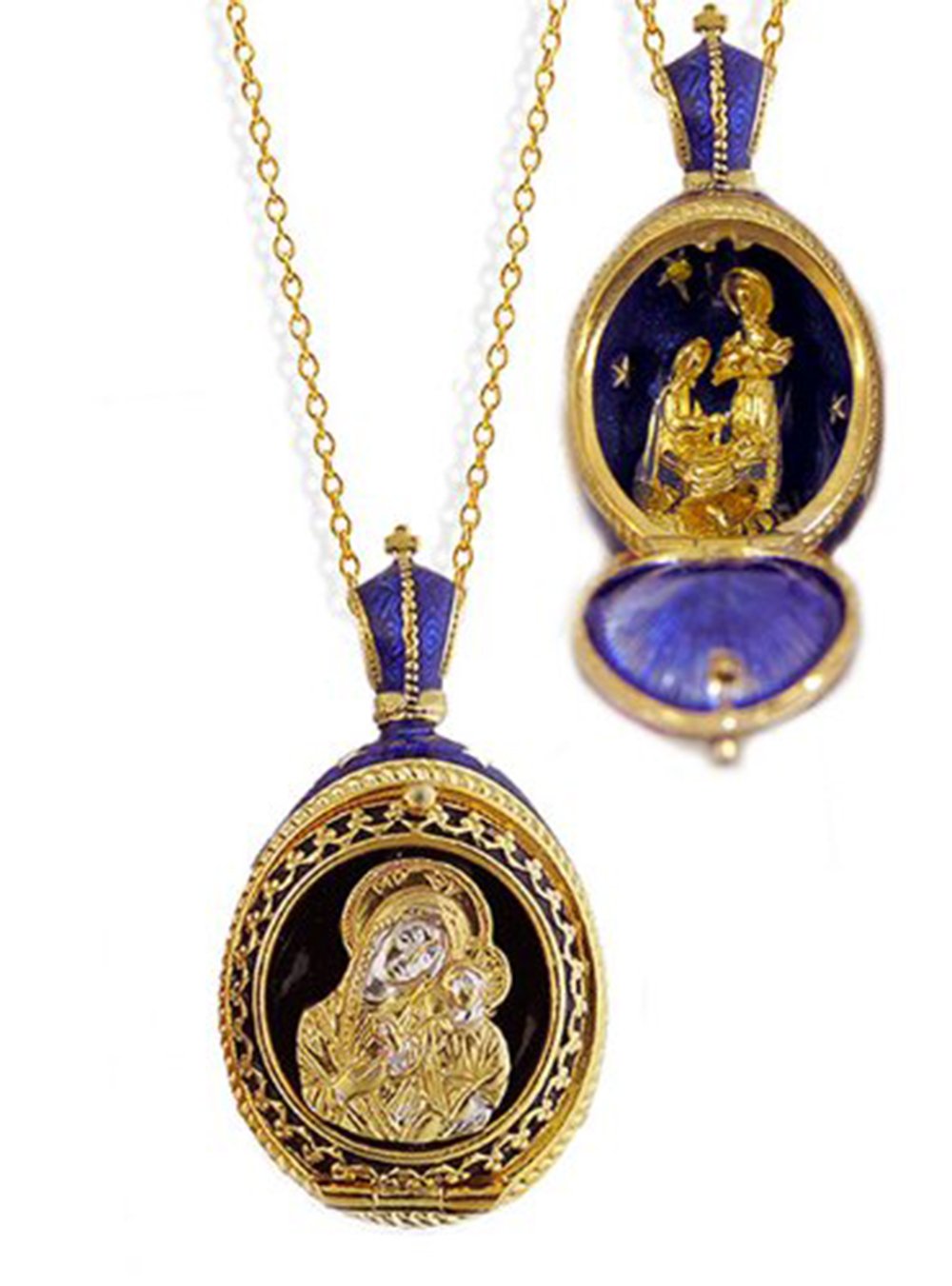 Religious Gifts - Nativity Scene Icon Pendant in Silver & Gold Tone (1.25 Inch) - Perfect for Christmas Jewelry, Baptism Gifts & Spiritual Keepsakes