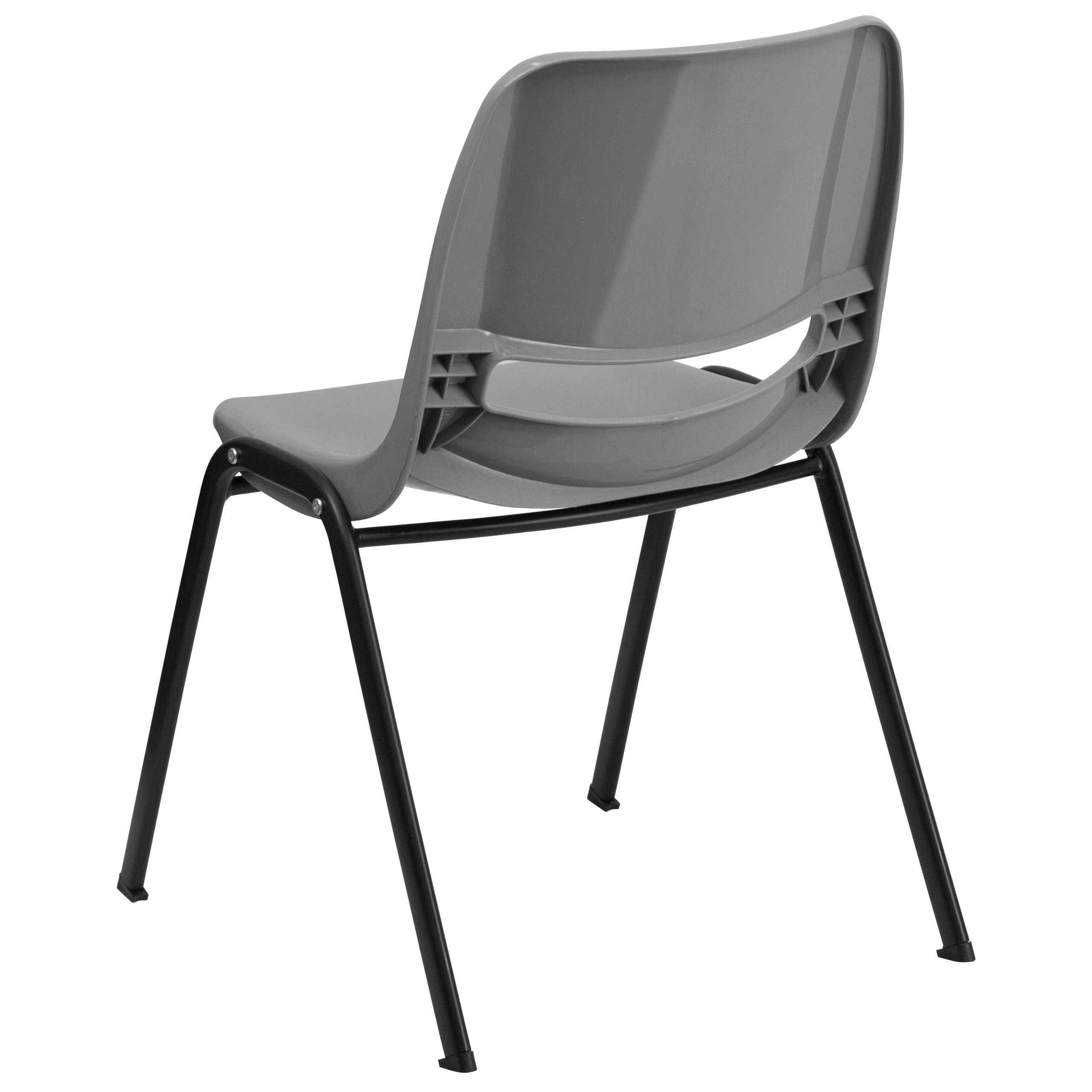 Emma & Oliver Gray Ergonomic Shell Stackable Student Chair - Comfortable Classroom & Office Guest Chair for Schools, Libraries, and Conference Rooms