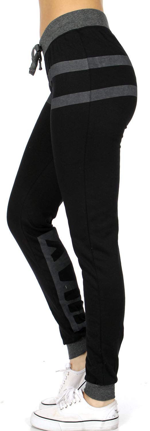SERENITA Women's Cotton Jogger Sweatpants - High Waisted Workout Pants with Drawstring for Yoga, Running, Gym & Lounge Wear - Comfortable Casual Athletic Pants for Women