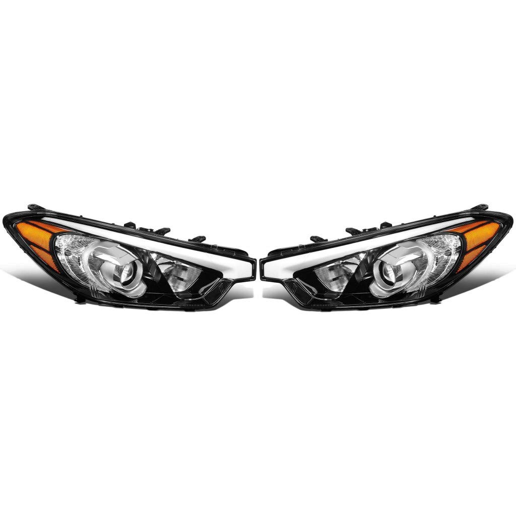 Kia Forte 5 Headlight Assembly Pair (2014-2016) - DOT Certified Black Housing with Bulbs - Driver & Passenger Side Replacement for KI2502170 | Perfect for Night Driving & Foggy Conditions