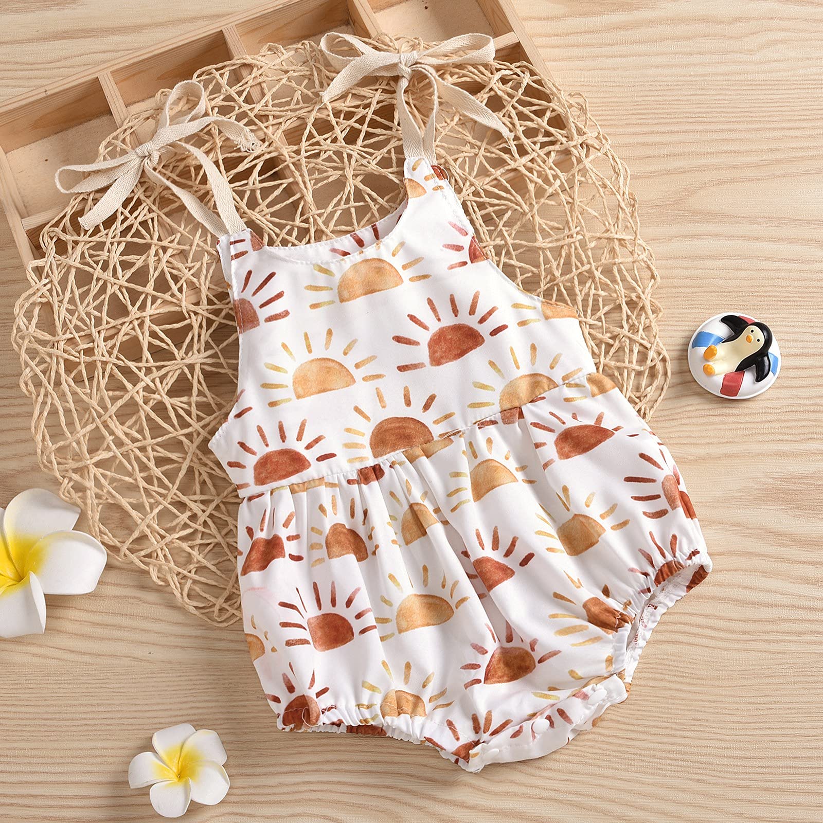 Floral Romper for Baby Girls - Spaghetti Strap One-Piece Jumpsuit with Shorts | Newborn & Toddler Summer Outfit | Perfect for Playdates, Beach Trips & Family Photos