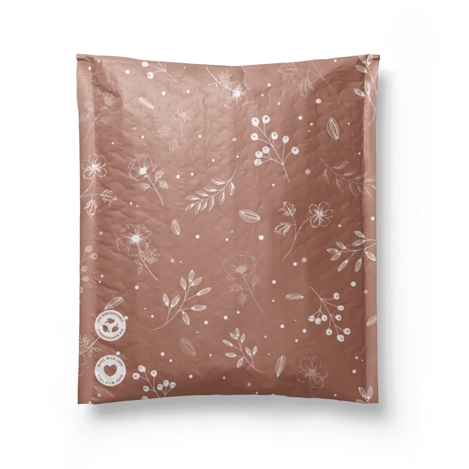 Biodegradable Bubble Mailers 6x9 Inches - 100 Pack Tamper-Evident Self-Sealing Shipping Envelopes for Small Business - Waterproof Mailing Bags with Floral Rosy Brown Print - Tear & Puncture Resistant - Perfect for Ecommerce, Jewelry & Small Item Shipping