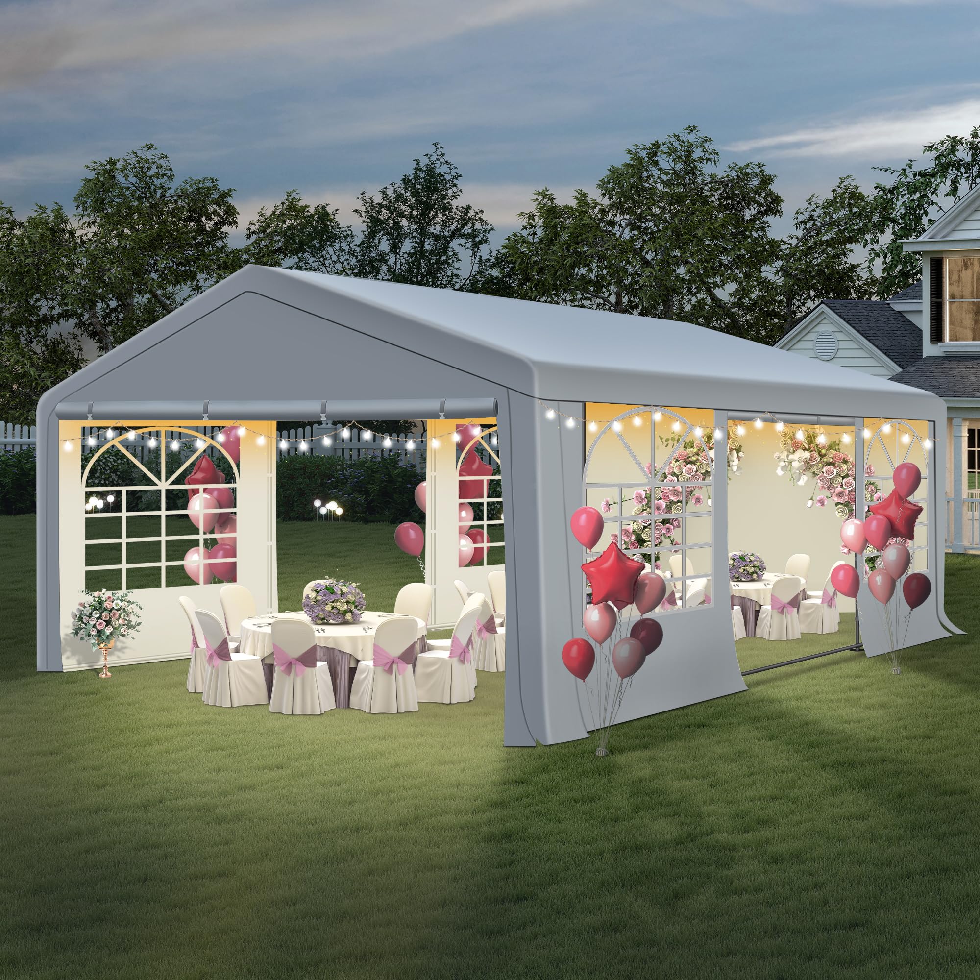 20' x 20' Heavy Duty Canopy Tent - Waterproof Outdoor Party Shelter with 4 Sand Bags for Wedding, Birthday, BBQ, and Events | Perfect for Backyard Gatherings, Farmers Markets, and Camping Trips