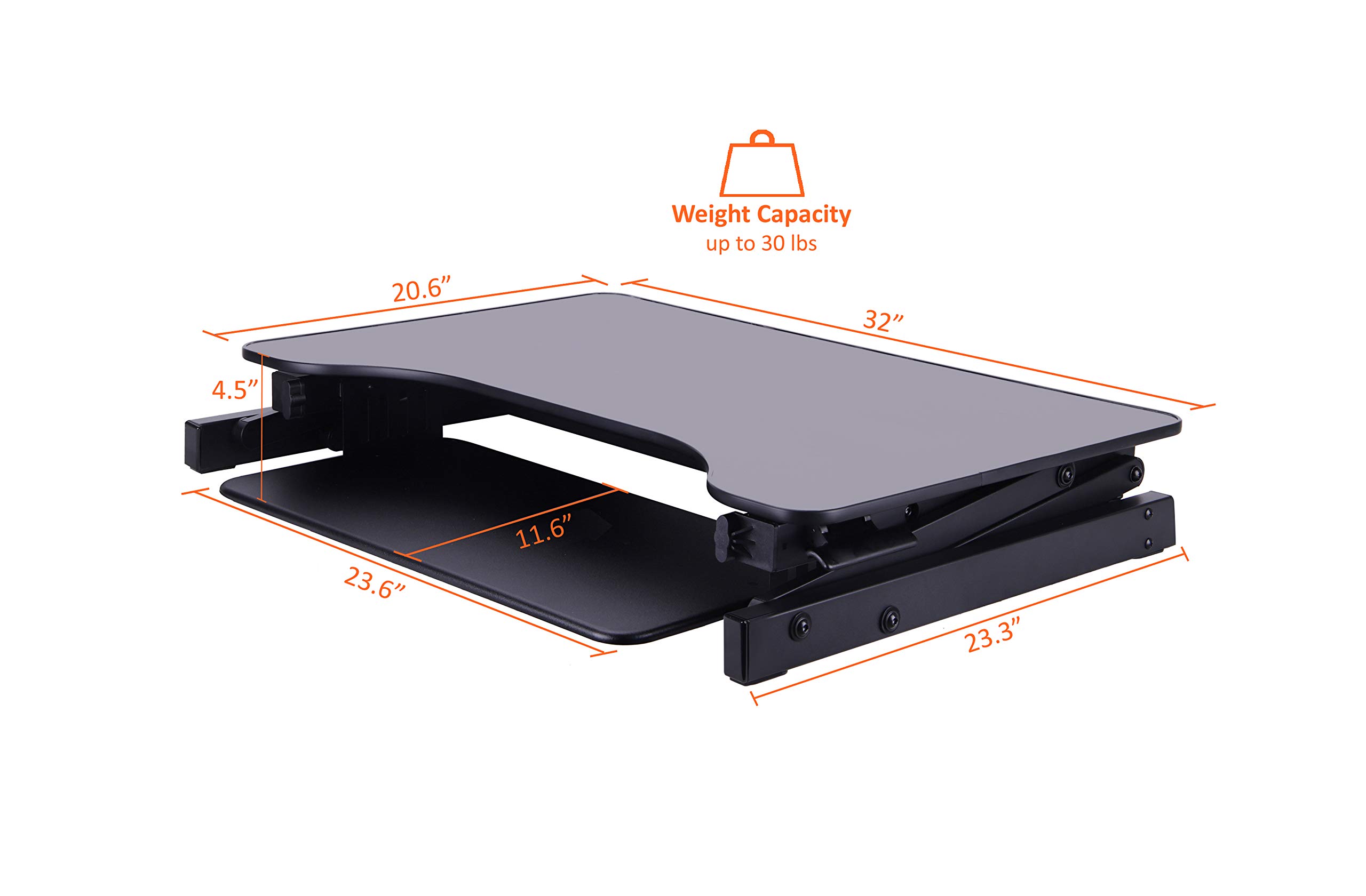 Lorell Adjustable Desk Monitor Riser Stand - Ergonomic Black Workstation Organizer for Home Office, Computer, Laptop & Standing Desk Setup