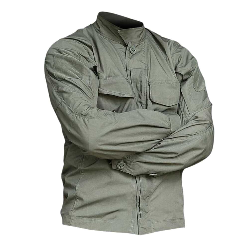 Men's Tactical Long Sleeve Shirt - Military Uniform with Multiple Pockets, Durable Cargo Shirt in Camouflage Pattern - Perfect for Outdoor Activities, Hunting, Airsoft & Tactical Training