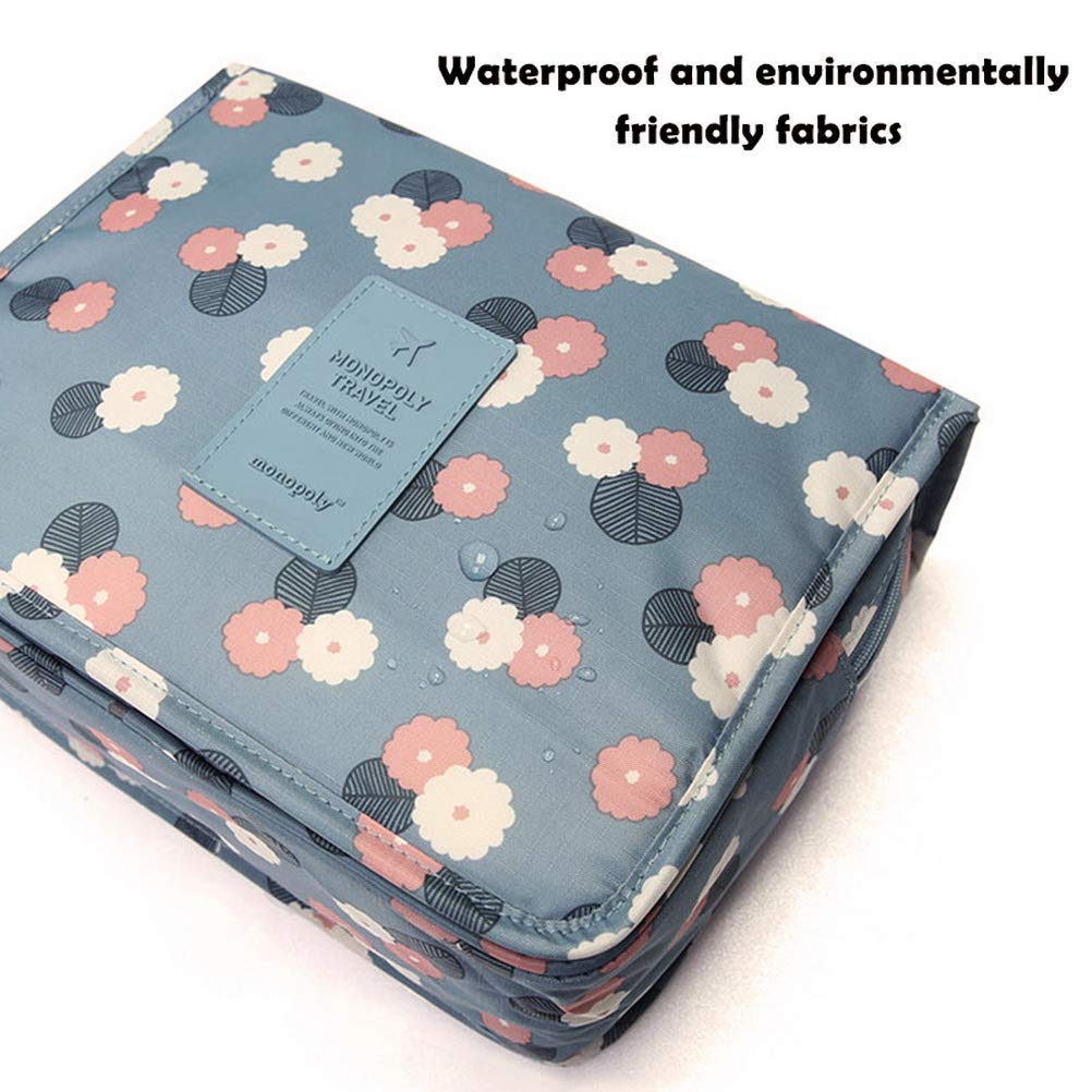 JUBLYN Professional Cosmetic Makeup Organizer Case - Waterproof Travel Makeup Bag with Multiple Compartments, Light Blue Cosmetic Storage Pouch for Women | Perfect for Travel, Home Use & Salon Organization
