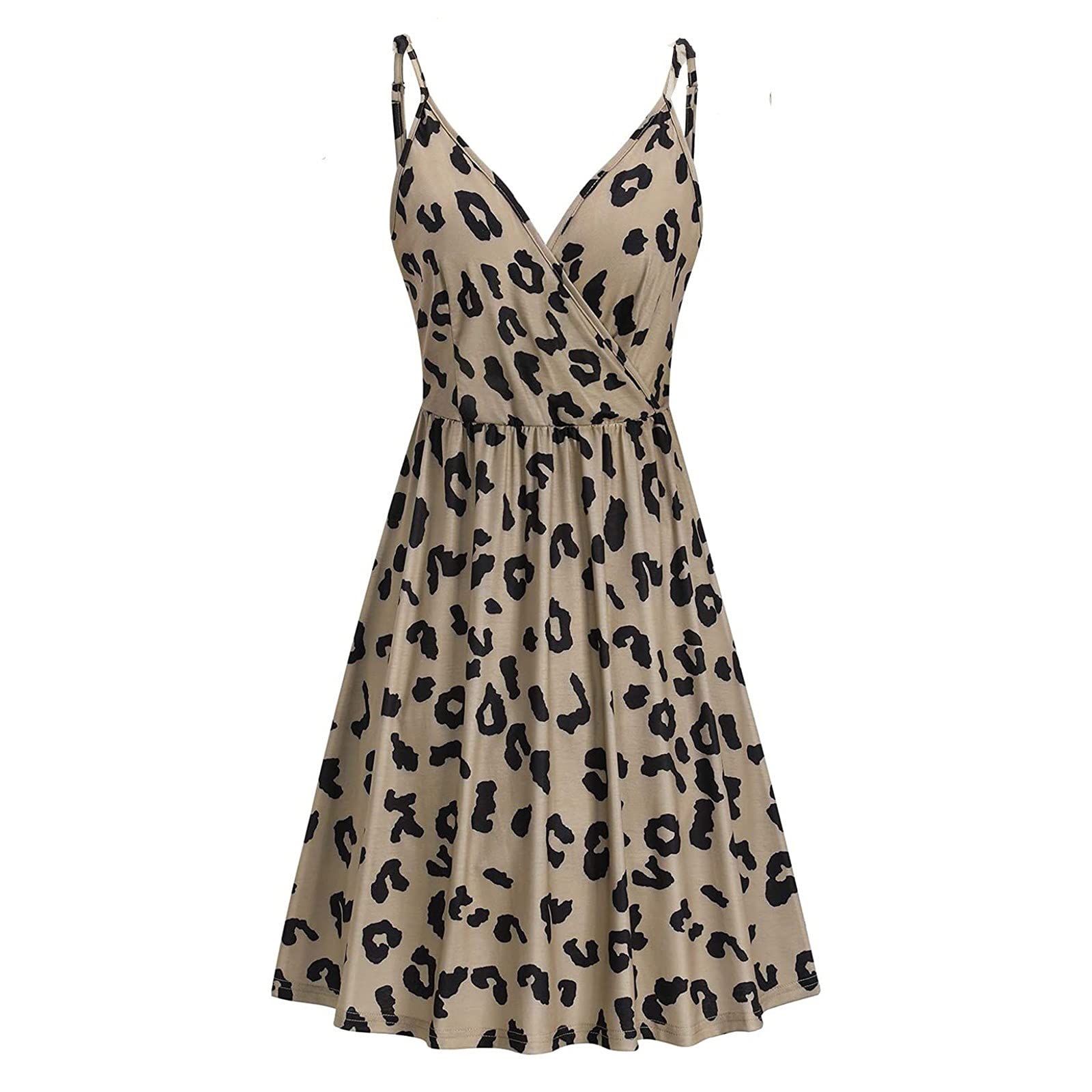 Women's Sexy Beach Vacation Dress - Long Printed A-Line Tank Dress with V-Neck & Sleeveless Design - Summer Casual Dress for Women (Brown, Small) | Perfect for Beach Parties, Tropical Getaways & Summer Outings