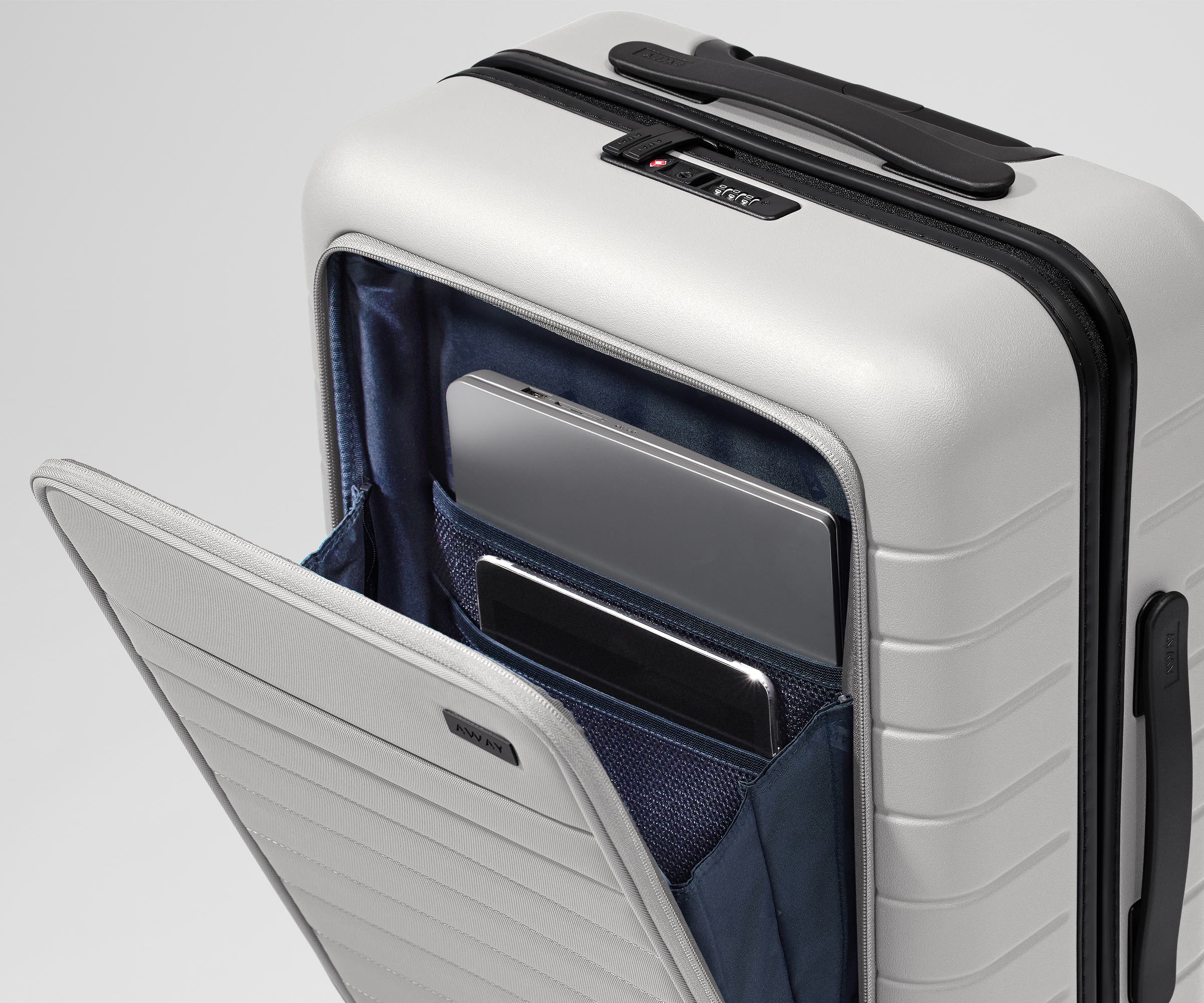 Premium The Executive Carry On Luggage in Cloud Gray - Lightweight & Durable Suitcase for Business Travel & Weekend Getaways