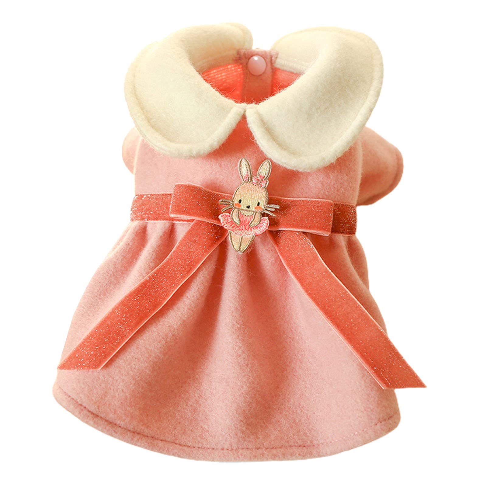 Warm & Comfortable Winter Princess Dress for Puppies & Cats - Cozy Pink Dog Skirt with Lapel Collar | Perfect for Autumn & Winter Outfits, Holiday Photos & Indoor Pet Fashion