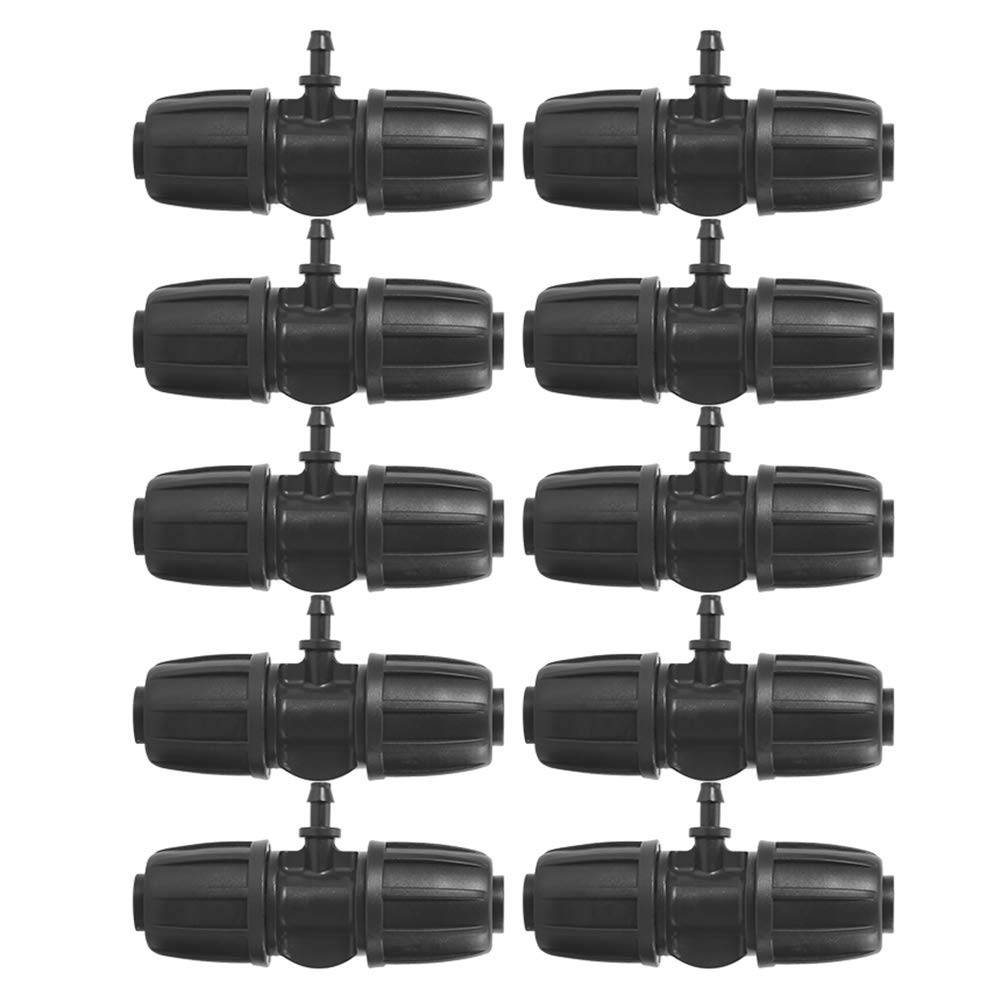10Pcs 16mm to 4/7 Inch Barbed Garden Tee Connectors - PE Hose Fittings for Drip Irrigation Systems, Lawn Sprinklers & Watering Systems | Perfect for Home Gardens, Greenhouses & Farm Irrigation