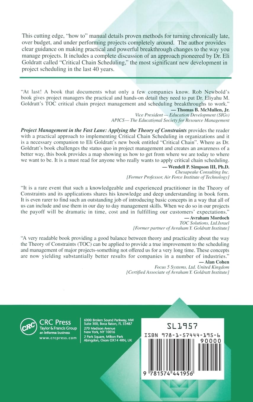 Project Management in the Fast Lane: Applying the Theory of Constraints (TOC) - CRC Press Constraints Management Series | Improve Workflow Efficiency for Agile Teams & Business Operations