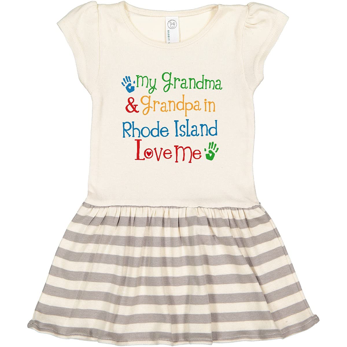 Inktastic Rhode Island Grandma Loves Me Toddler Dress - Cute Baby Girl Outfit for Family Photos, Holidays & Special Occasions
