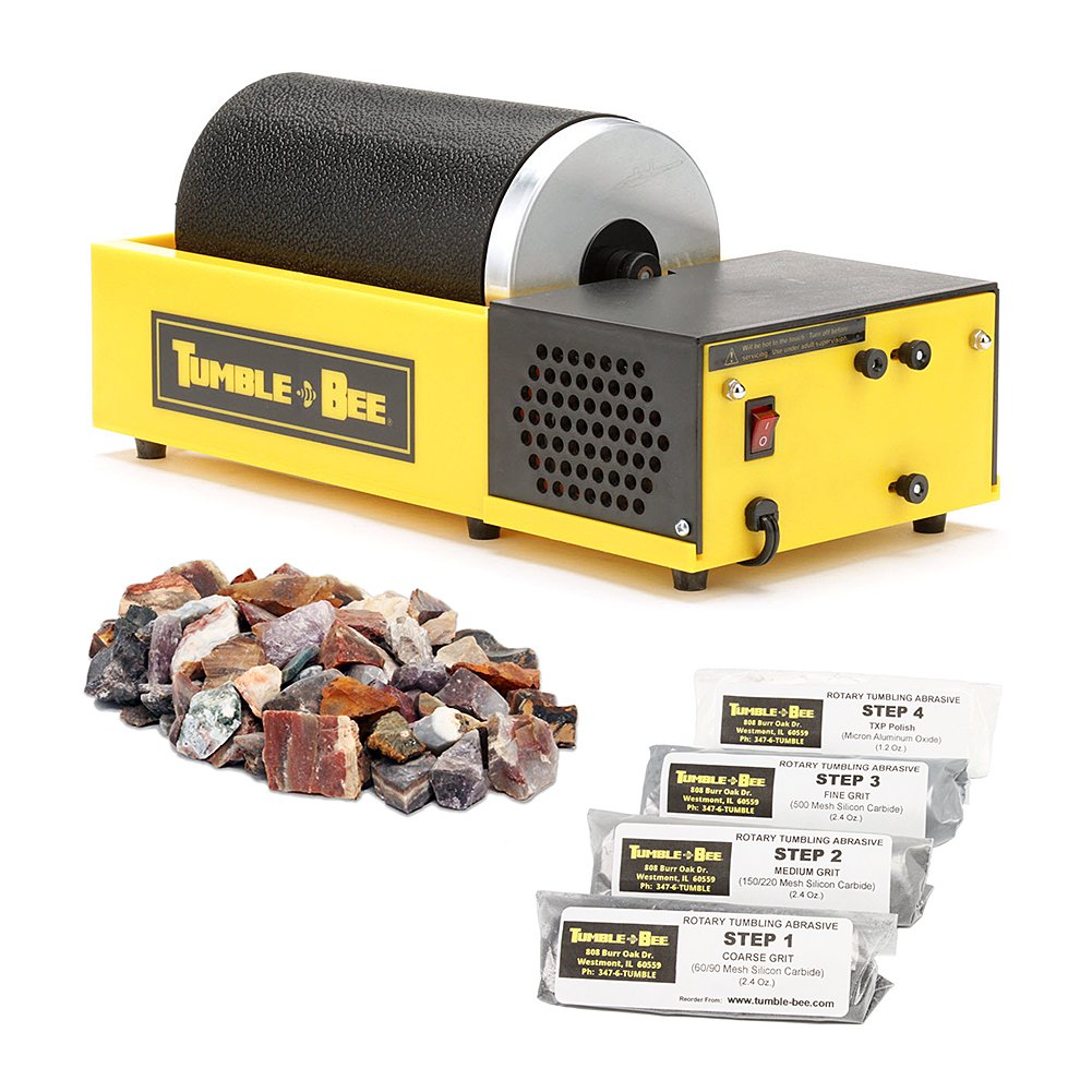 Tumble-Bee Rock Tumbler Kit - Professional Rotary Polishing Machine for Stones, Rocks, Metals & Sea Glass - Perfect for Adults & Kids (Model TB-14-KIT) - Great for Jewelry Making, Lapidary & DIY Craft Projects