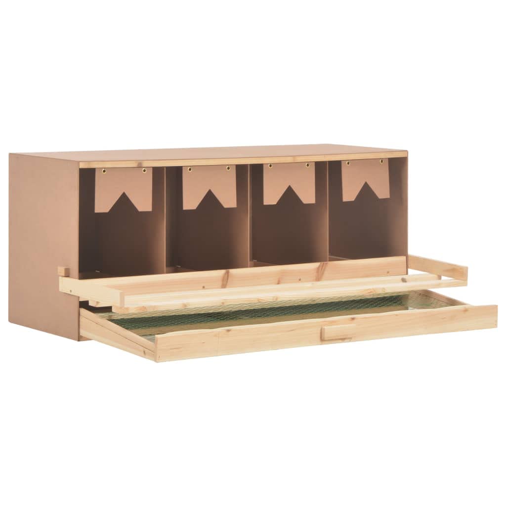 GOTOTOP Heavy Duty 4 Compartment Roll Out Nesting Box for Chickens - Solid Pine Wood Poultry Nest Box with Lid Cover (41.7