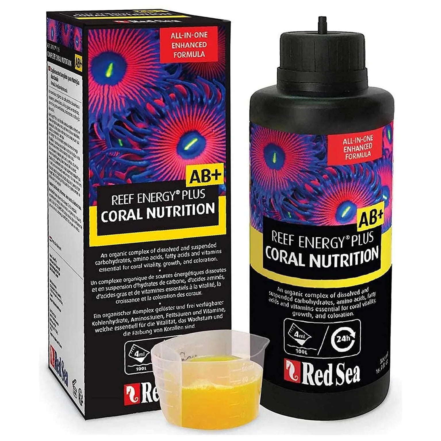 Red Sea Reef Energy Plus AB+ Coral Nutrition - Premium Coral Food for Saltwater Aquariums - Enhances Growth & Coloration for Reef Tanks