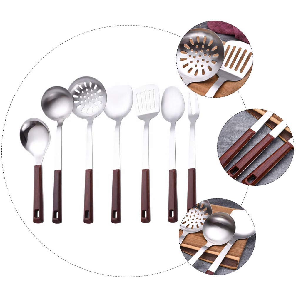Hemoton 7-Piece Stainless Steel Kitchen Utensil Set - Fine Mesh Sieve, Baking Spatula, Skimmer Ladle & More for Cooking, Baking & Food Prep - Durable Kitchen Gadgets for Home Chefs & Bakers