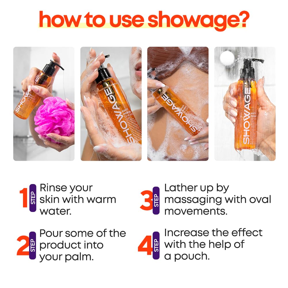 Anti-Aging Shower Gel & Body Wash - Moisturizing & Firming Cleanser for Youthful Skin | Hydrating Skin Care for Daily Use in Bath & Shower (Pack of 6)