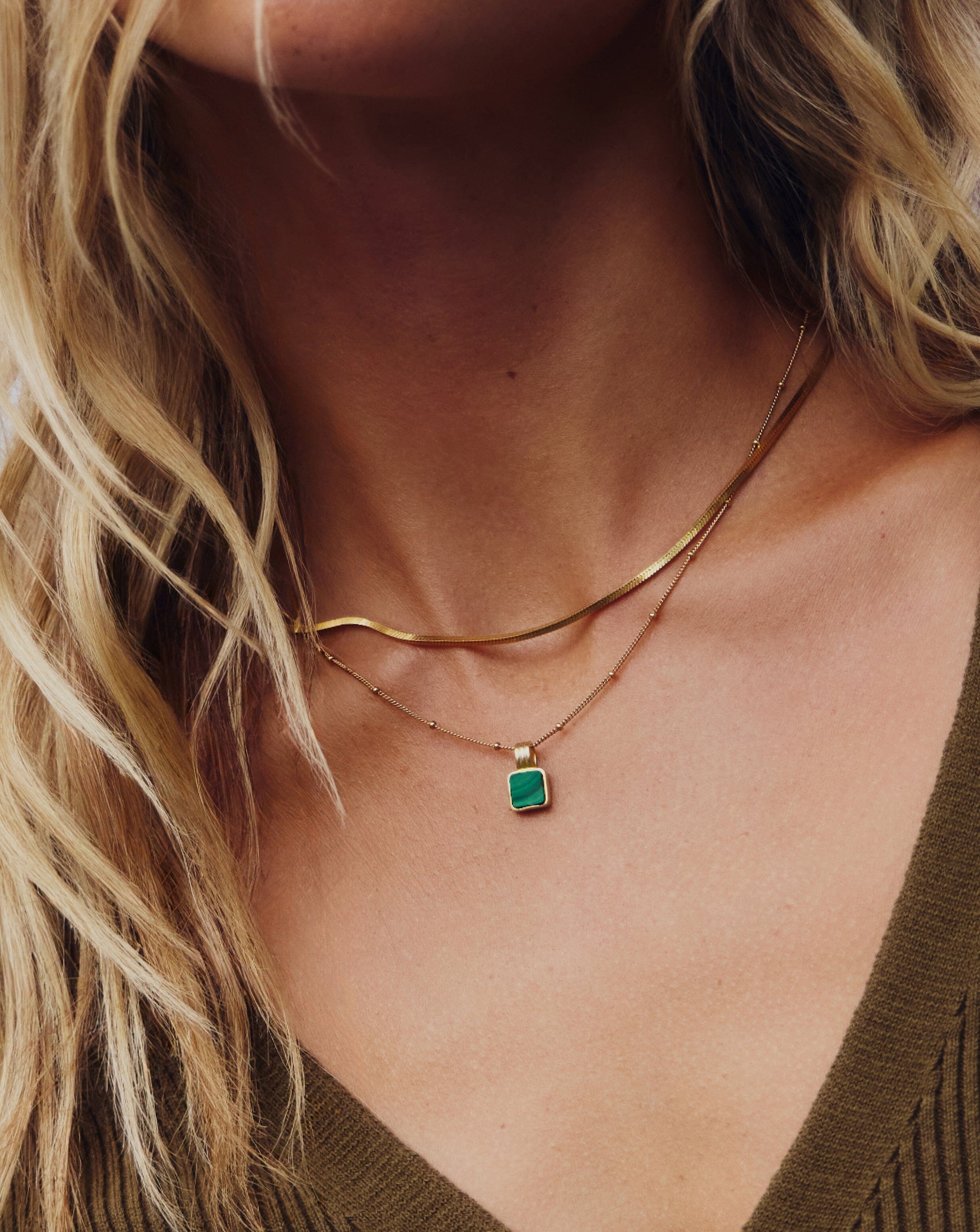 Iconic Lucy Williams Malachite Necklace Set - 18k Gold Vermeil & Genuine Malachite Gemstone Jewelry for Women | Elegant Gift for Birthday, Anniversary & Special Occasions
