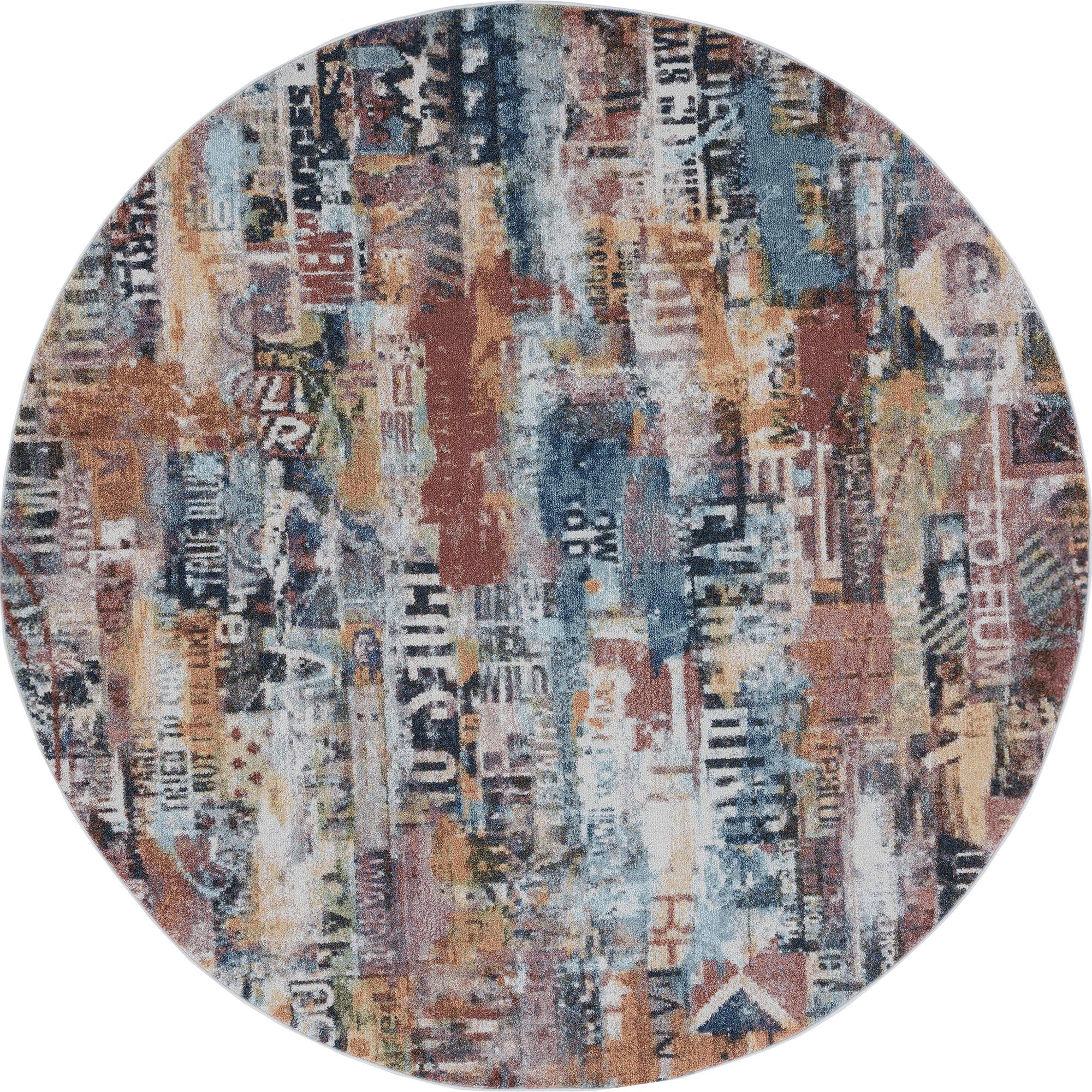 Tayse Newhaven Pink 6-Foot Round Area Rug - Modern Abstract Design for Living Room, Bedroom & Dining Room - Soft & Durable Floor Decor for Home & Office Spaces
