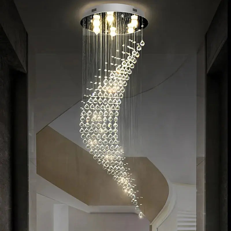 Luxury Raindrop Crystal Chandelier - Modern Elegant Ceiling Light Fixture for Staircase, Foyer, Dining Room & Living Room Decor