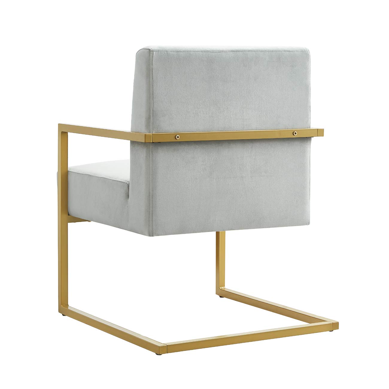 24K Gold Accent Chair with Velvet Cushion & Square Armrests - Modern Metal Frame in Golden Finish - Comfortable Lounge Chair for Living Room, Bedroom or Office Decor