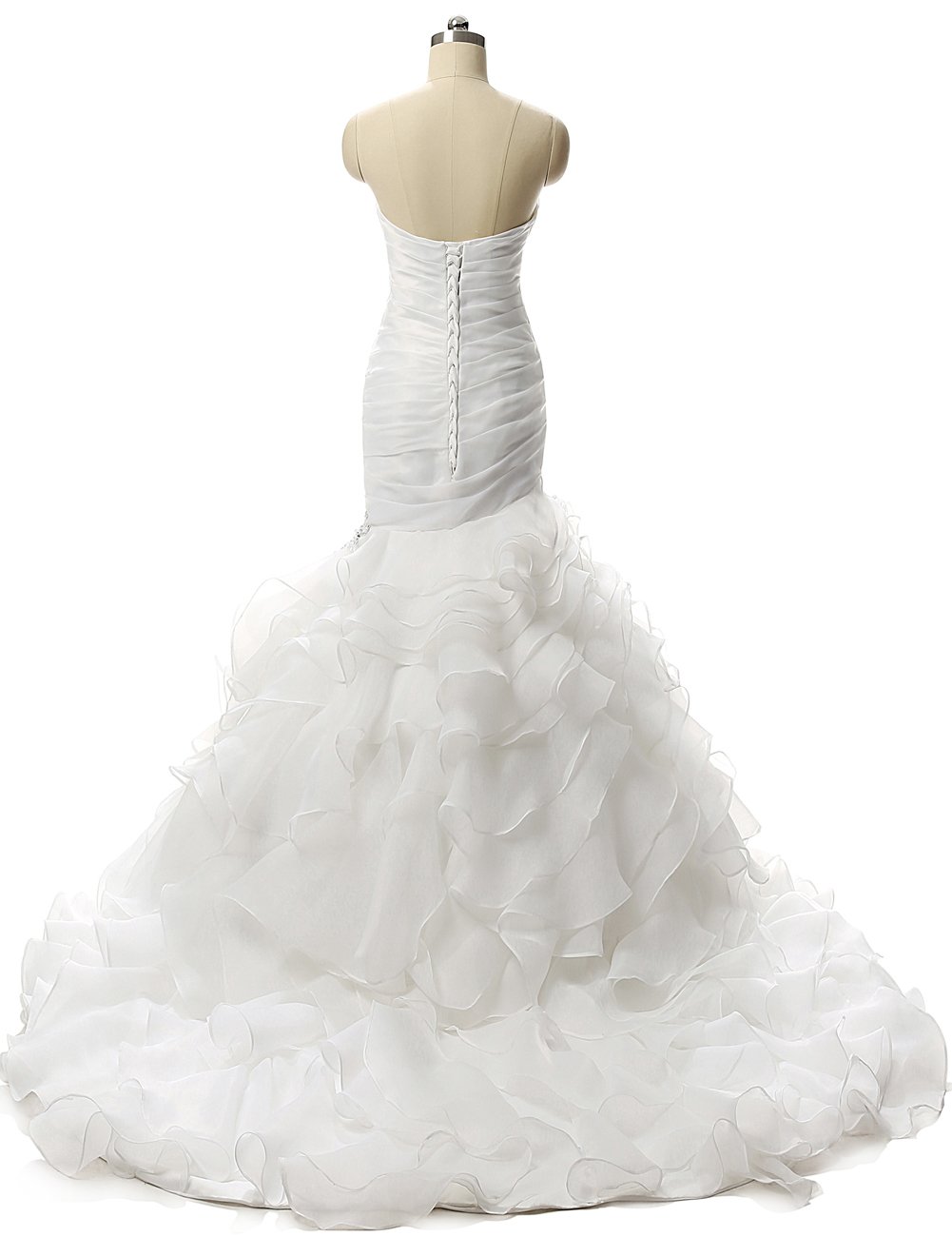 JAEDEN Elegant Mermaid Wedding Dress with Ruffles & Pleats - Trumpet Style Bridal Gown for Beach, Church, and Formal Weddings