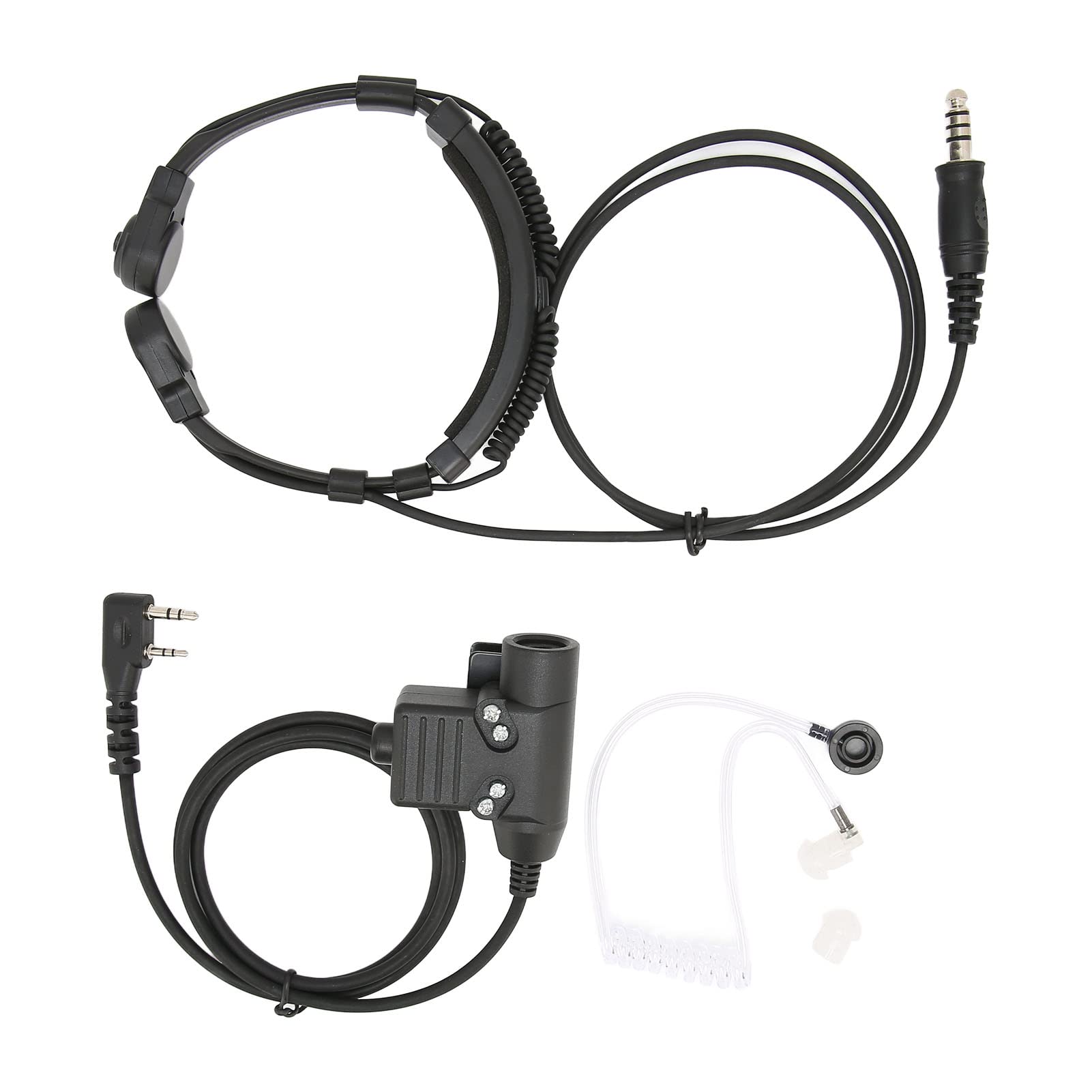 Tactical Throat Mic Headset with Noise Reduction & Adjustable U94 PTT - Compatible with Kenwood TK-3107, Baofeng UV-5R, BF-888S, WLN KD-C1 & Other K Radios - Ideal for Outdoor Adventures, Security, Construction & Emergency Communication