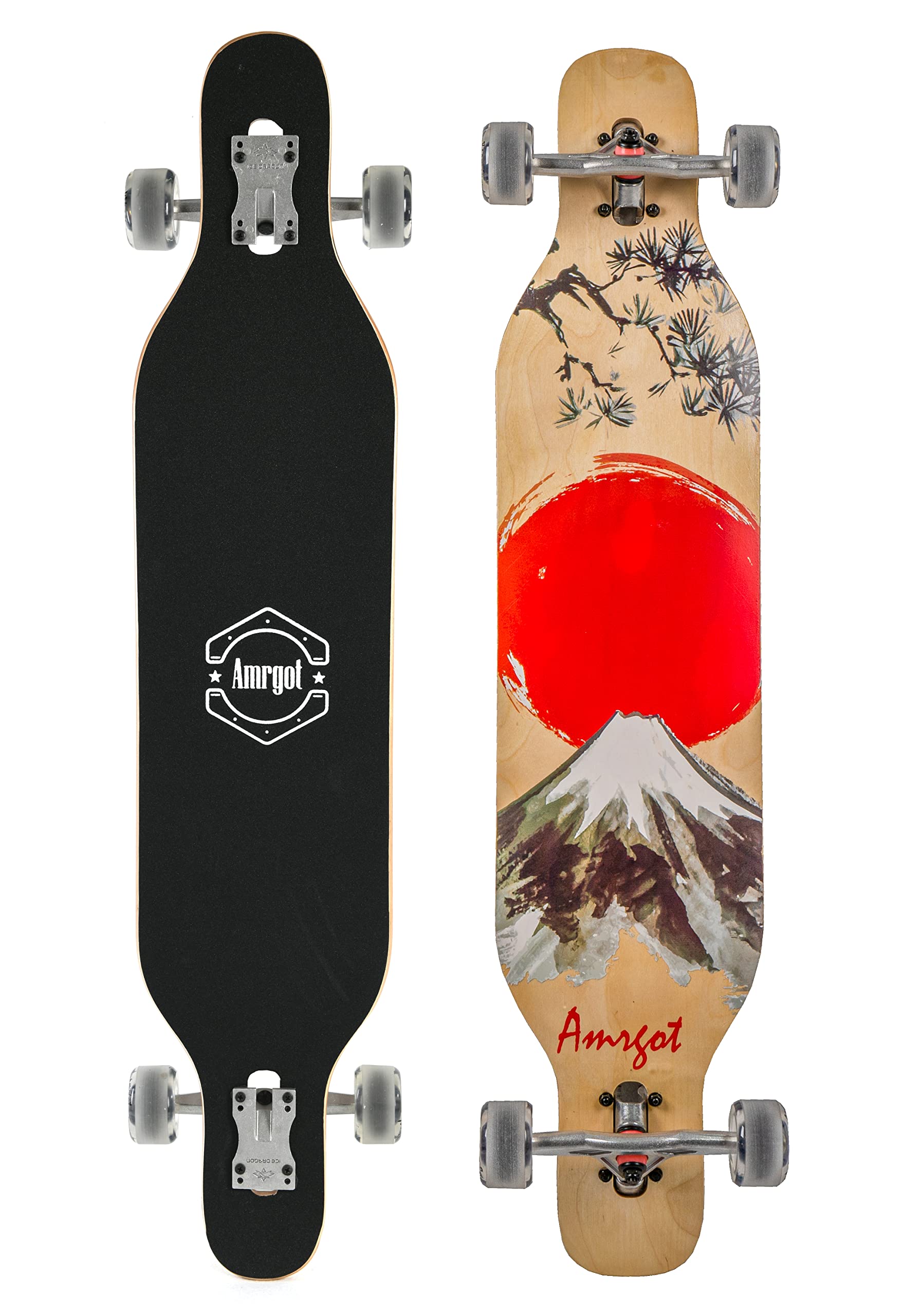 Amrgot 42-Inch Complete Drop Through Longboard - Professional Concave Cruiser Deck for Smooth Riding | Perfect for Commuting, Campus Travel & Downhill Cruising