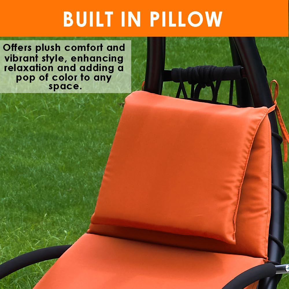 Replacement Cushion and Umbrella for Outdoor Hanging Lounge Chair - Chaise Hammock Chair Accessories | Perfect for Patio, Garden, and Poolside Relaxation