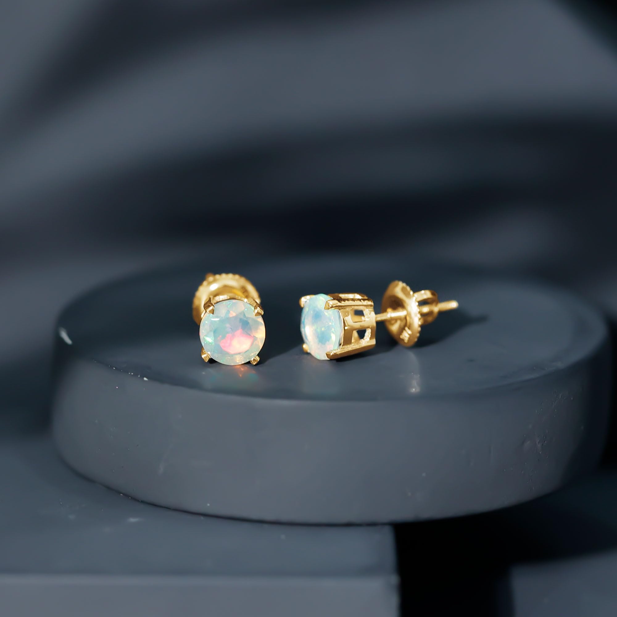 Certified Natural Opal Stud Earrings for Women | AAA Quality October Birthstone Jewelry | Perfect Gift for Birthday, Anniversary & Special Occasions