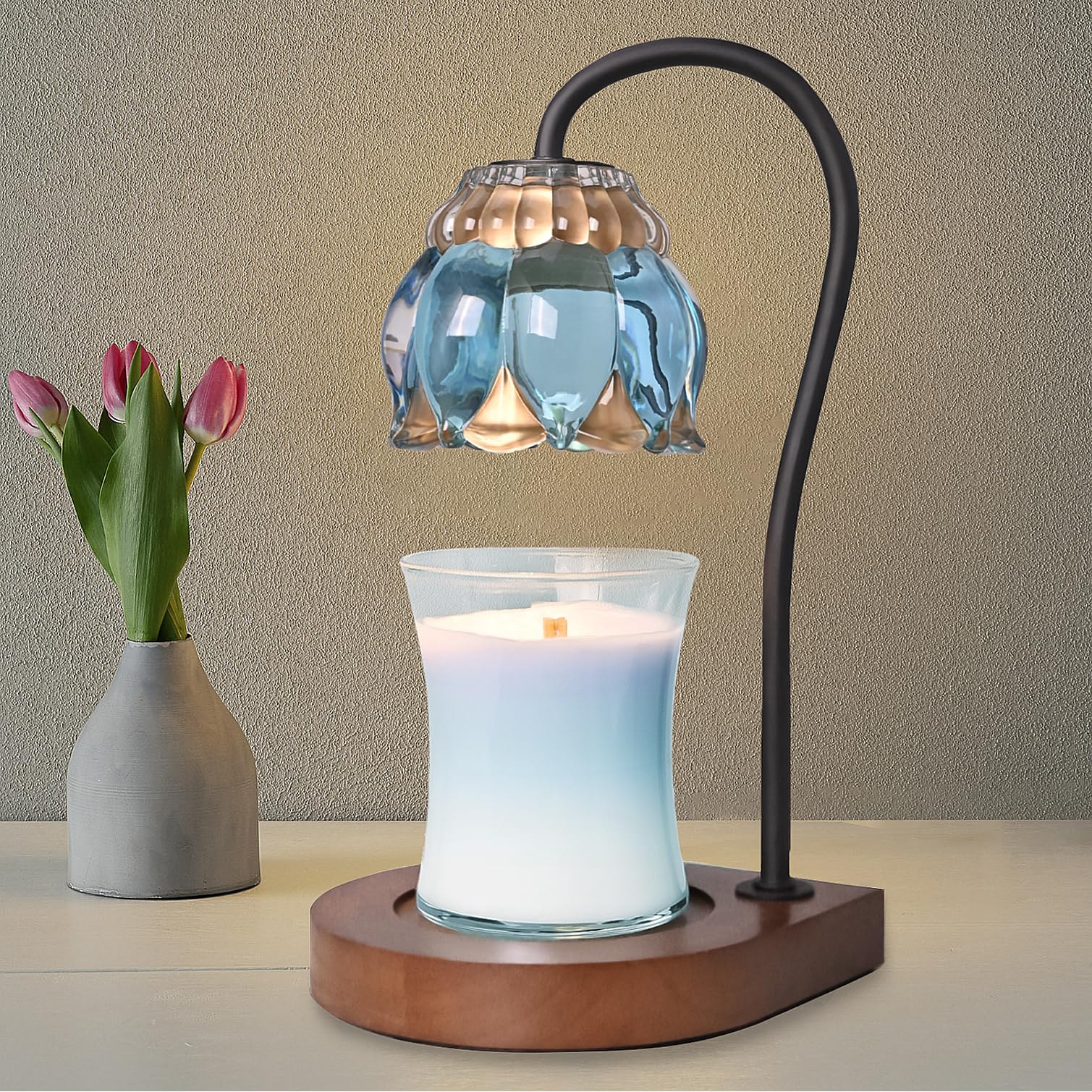 Electric Candle Warmer Lamp with Timer - Dimmable Jar Candle Melter for Home Decor, Compatible with All Jar Candles, Perfect Gift for Women & Mom (Sky Blue) - Create Cozy Ambiance for Bedroom, Living Room & Relaxation