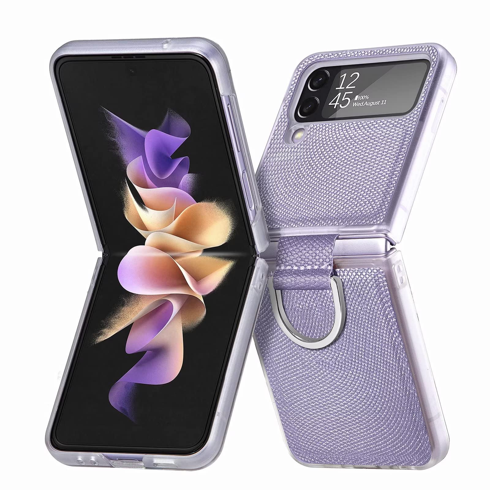 Samsung Galaxy Z Flip 4 5G Case with Ring Holder - Light Purple Shockproof Full-Body Protective Cover for Women & Men - Perfect for Daily Use, Travel, and Outdoor Activities