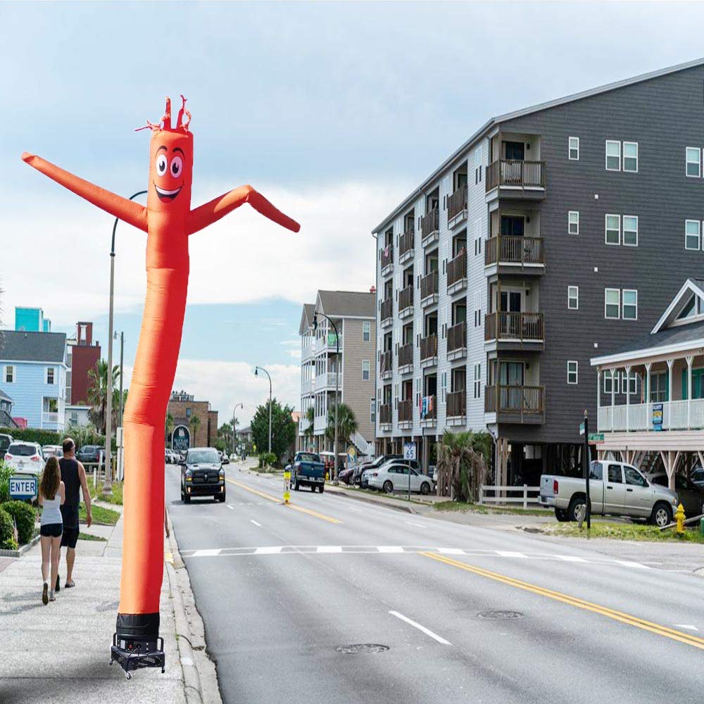 20ft Inflatable Tube Man Air Powered Waving Dancer - Orange Advertising Puppet with 1HP 2-Speed Blower | Eye-Catching Store Promotion, Car Dealership Decoration, Grand Opening Event, Sports Game Cheering