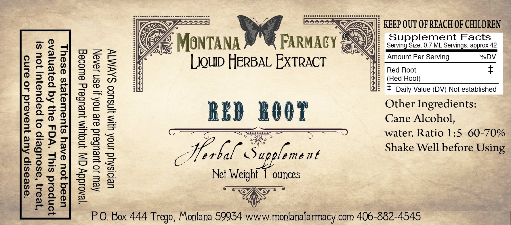 Organic Red Root Extract Tincture - Herbal Supplement for Circulation & Detox - Supports Immune System & Lymphatic Health - Perfect for Daily Wellness Routine & Natural Detox Programs
