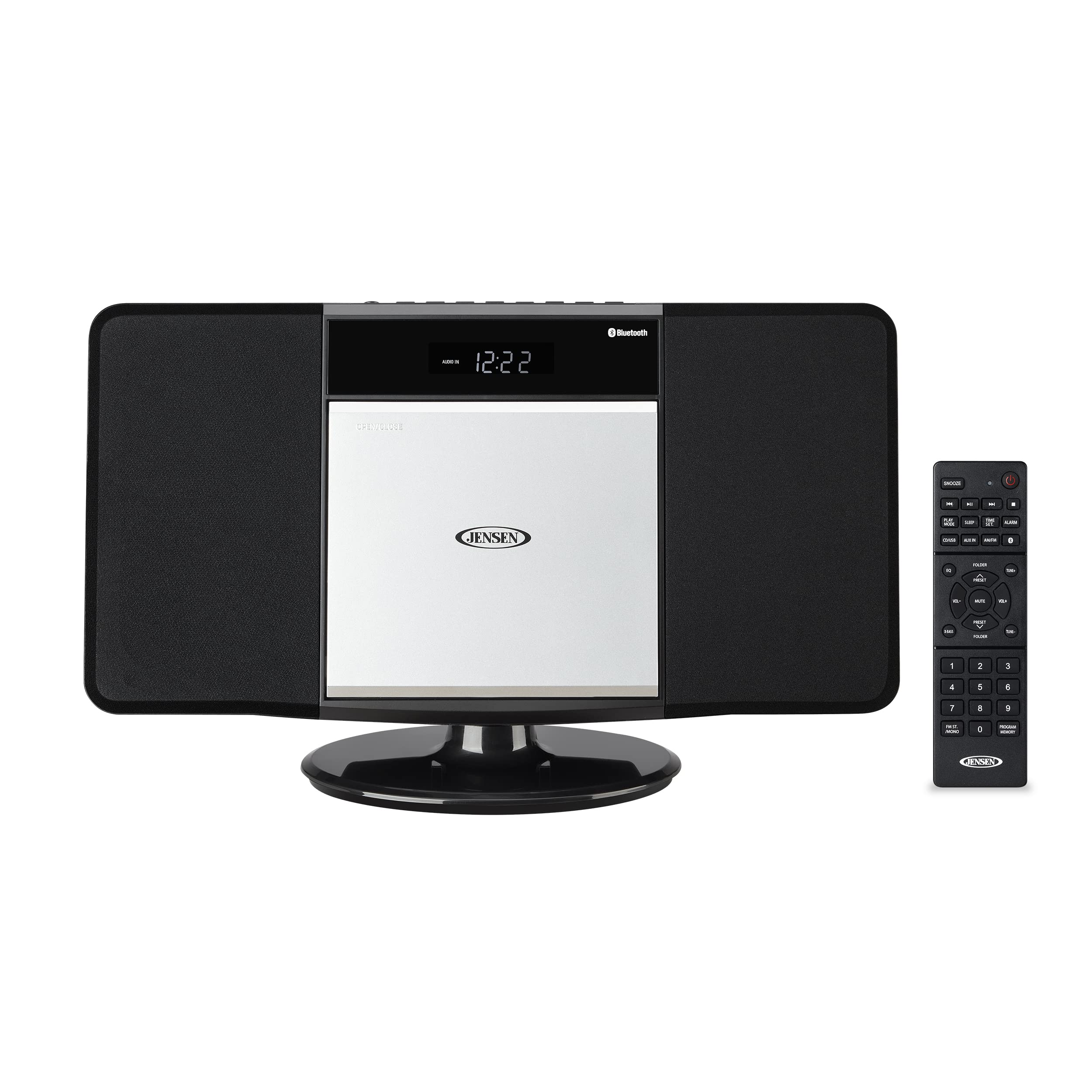 Jensen JBS-300 Modern Bluetooth Stereo Music System with CD/MP3/WMA Player, Wireless Streaming & USB Port | Digital AM/FM Stereo with Remote | Perfect for Home, Office & Party Entertainment
