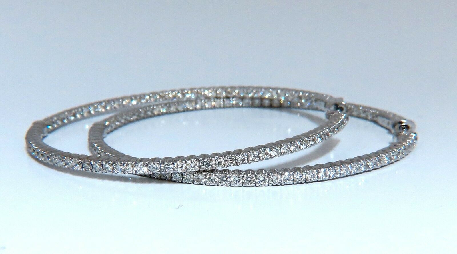 4.07ct Natural Round Brilliant Diamond Hoop Earrings 14K Gold 2.2 Inch - Perfect for Weddings, Parties & Everyday Elegance