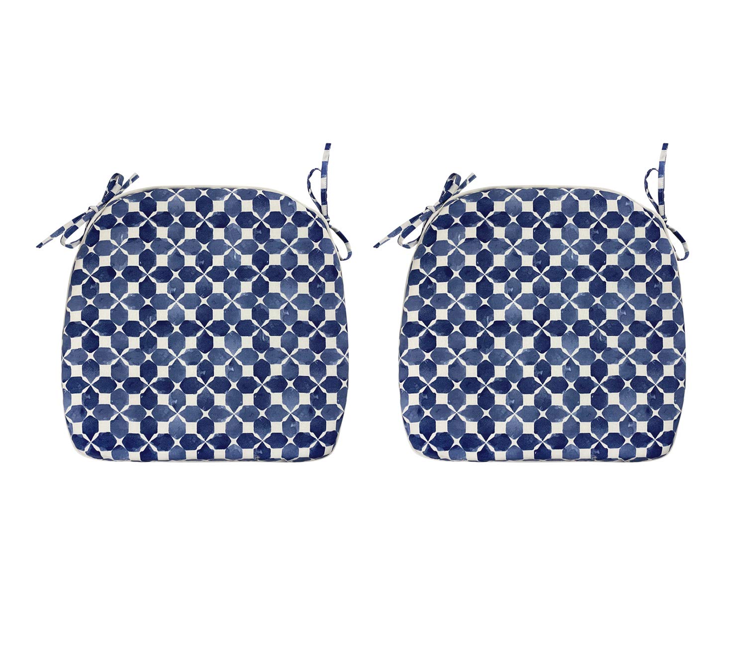 Premium Outdoor Chair Cushions Set of 2 - 16x17 Inch Water-Resistant Navy Blue U-Shaped Patio Seat Cushions with Secure Ties - Perfect for Garden, Deck, Balcony & Home Office Furniture (Indoor/Outdoor Use)