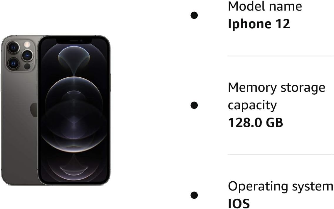 Apple iPhone 12 Pro 128GB Graphite - Unlocked Smartphone (Renewed/Refurbished) | Premium Performance for Work, Travel & Entertainment