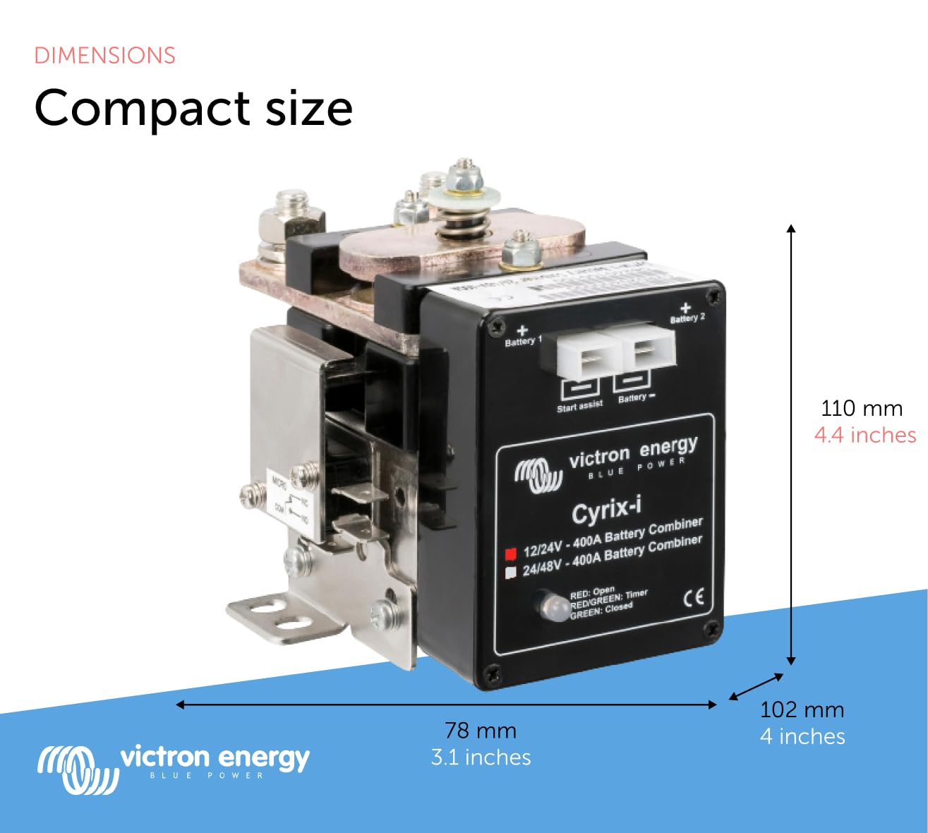 Victron Energy Cyrix-i 12/24V 400A Smart Battery Combiner - Marine, RV & Off-Grid Power System Solution