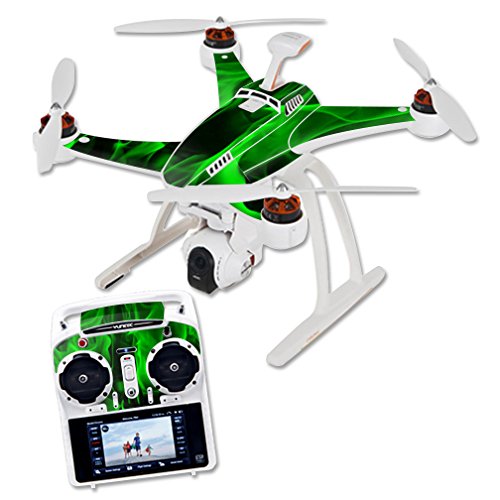 MightySkins Protective Skin Wrap for Blade Chroma Quadcopter Drone - Green Flames Design | Durable Vinyl Cover Sticker | Perfect for Outdoor Drone Flying and Customization
