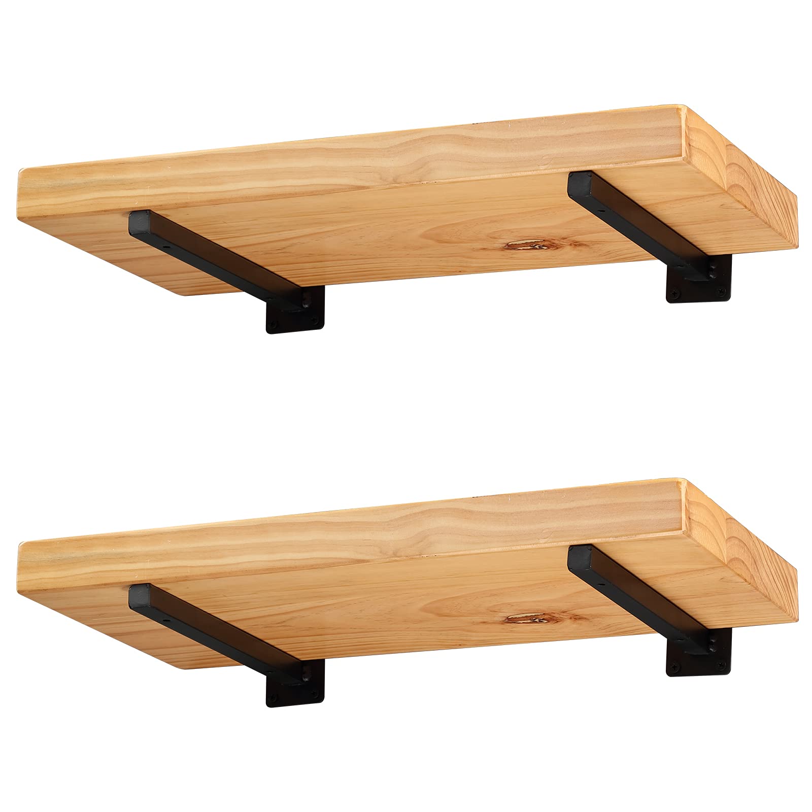 Heavy Duty 12 Inch Floating Shelf Brackets - Set of 4, Black Wall Mounted Industrial Metal Shelving Supports for Home, Office & Kitchen Storage Organization