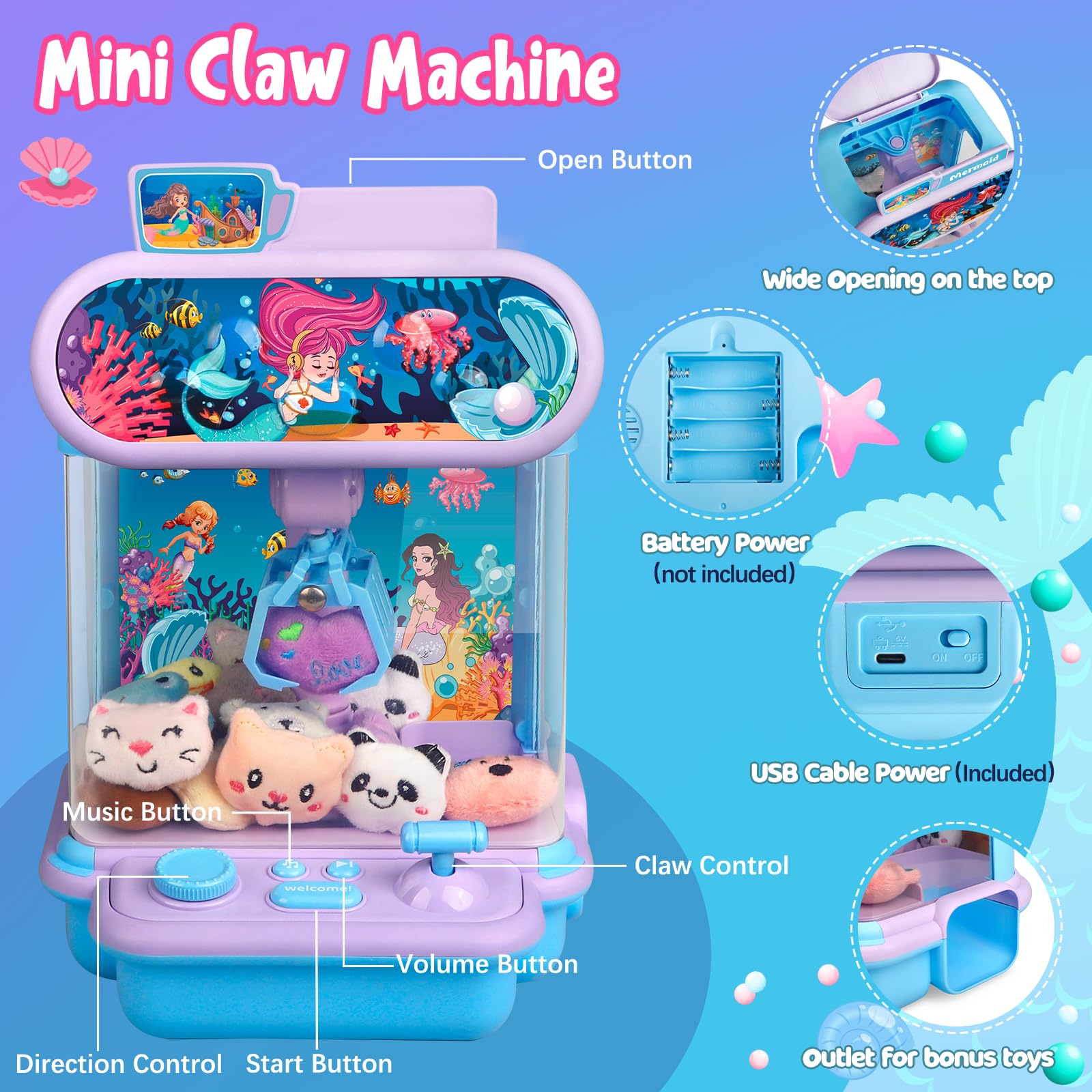 **Mini Claw Machine for Kids - Electronic Arcade Candy Grabber & Prize Dispenser Toy with 20 Plush Toys - Fun Party, Easter & Birthday Gift for Boys & Girls - Perfect for Home, Arcade & Carnival Games**