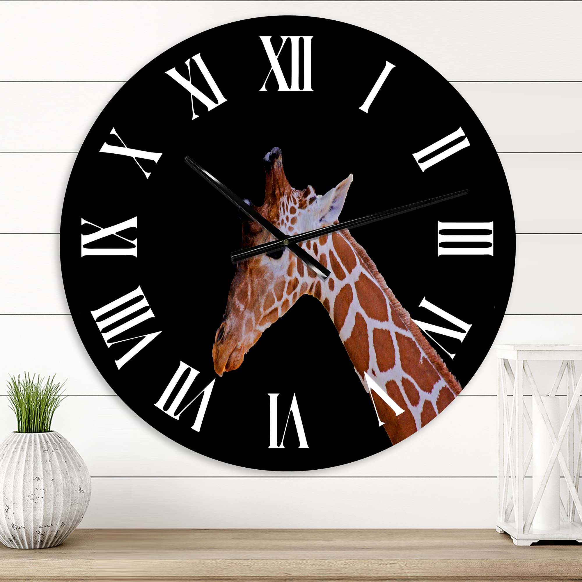 Farmhouse Wall Clock - Large Animal Themed Clock with Giraffe Portrait for Bedroom, Living Room & Office Decor | Rustic Home Wall Art for Modern Farmhouse Style