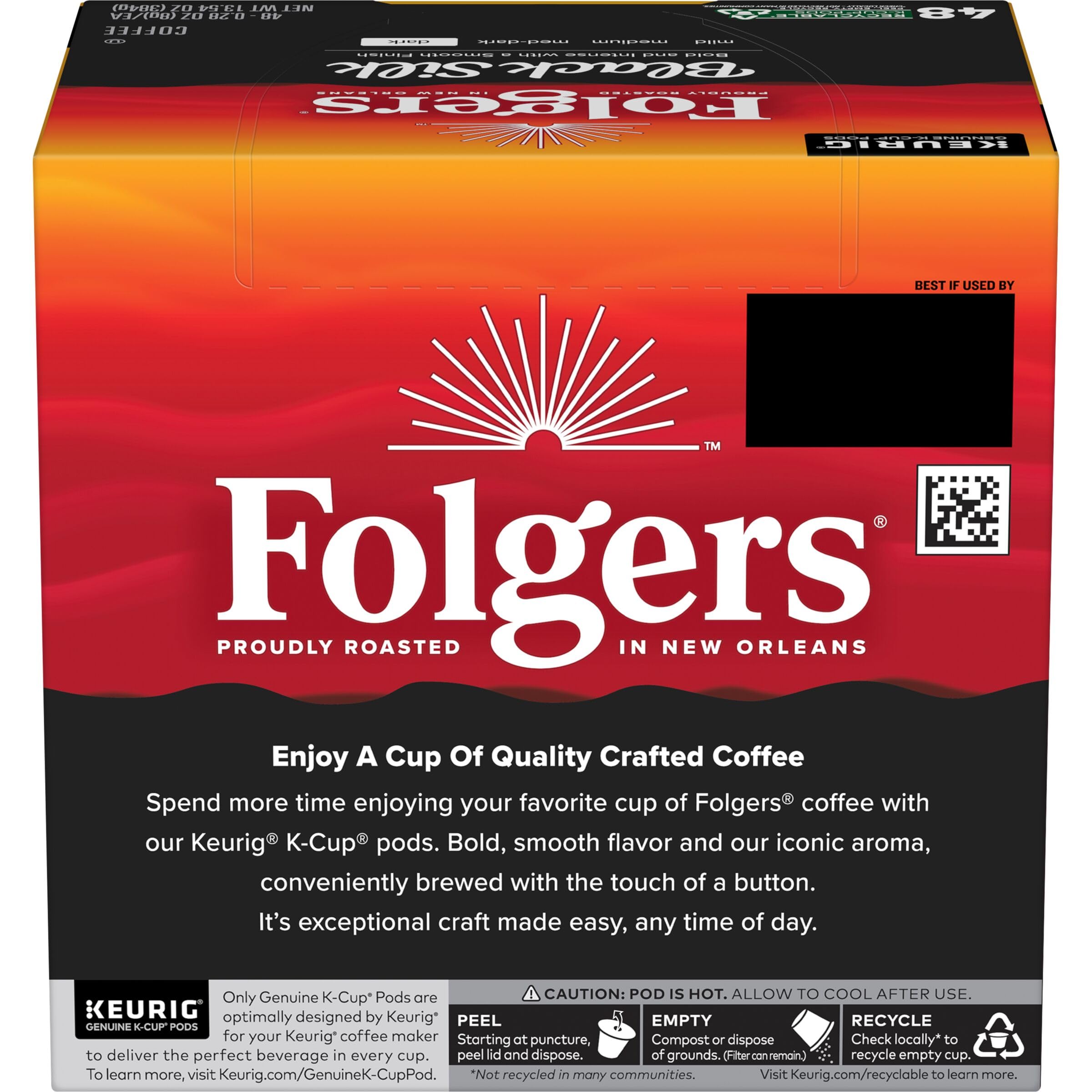 Folgers Black Silk Dark Roast Coffee K-Cup Pods (192 Count) - Bold & Smooth Flavor for Keurig Brewers - Perfect for Home, Office & Morning Energy Boost