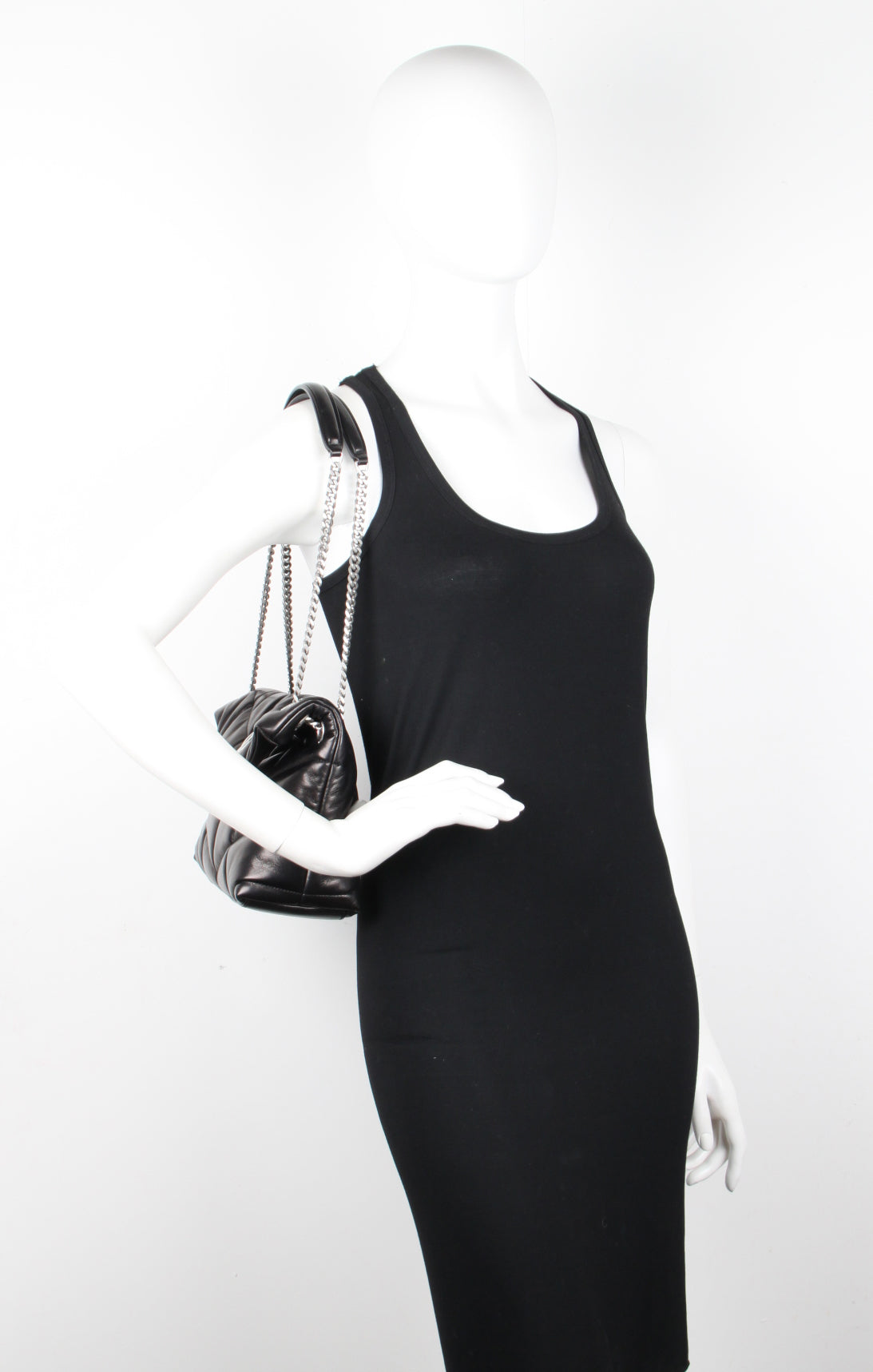 LouLou Puffer Small Crossbody Bag - Black/Nickel Hardware, Stylish & Compact for Everyday Use, Travel, and Night Out