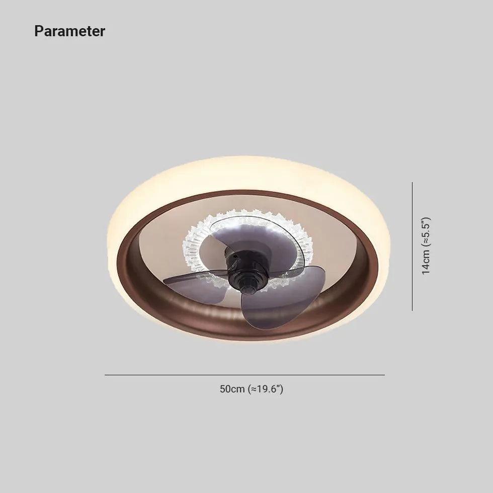 Modern Round Clear Glass Ceiling Fan with LED Light - Perfect for Living Room, Bedroom, and Office Spaces