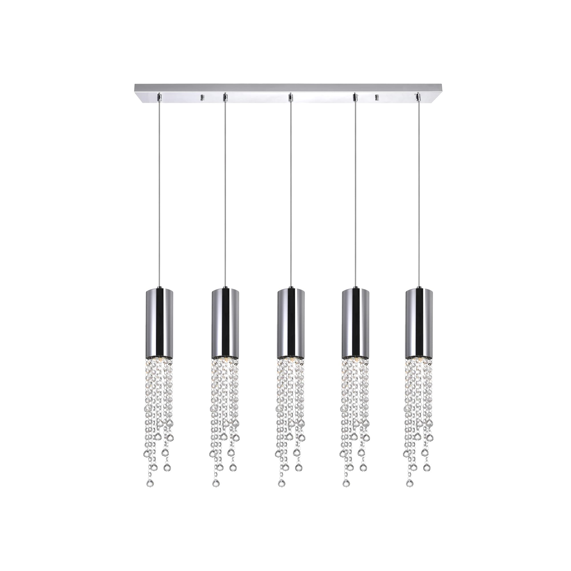 CWI Lighting 5-Light Chrome Pendant Light Fixture - Modern Multi-Light Chandelier for Dining Room, Kitchen Island & Living Room Decor