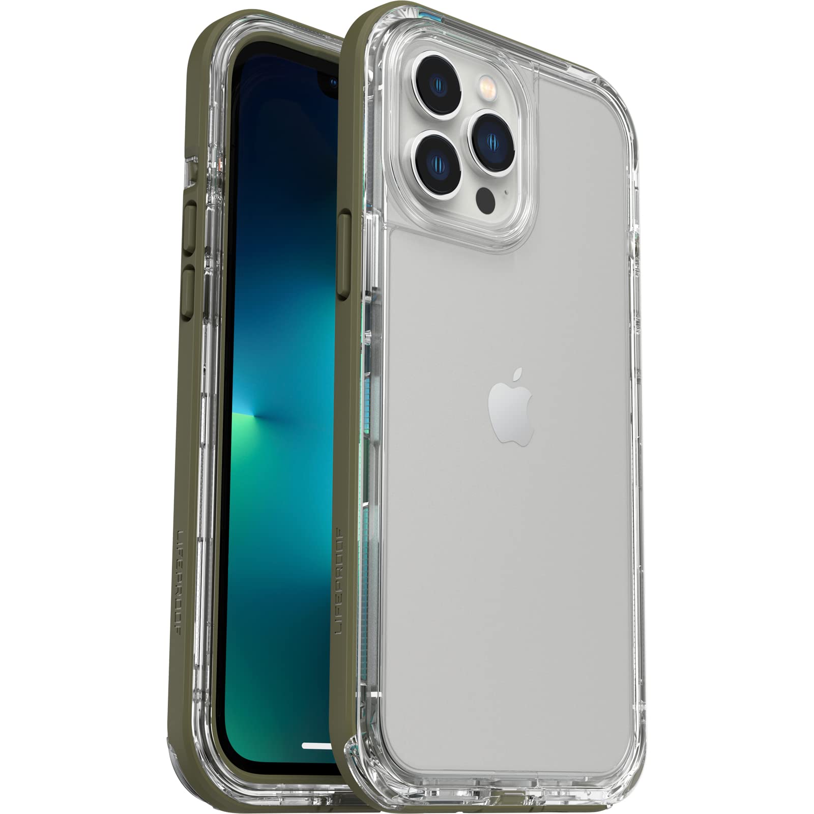 LifeProof Next Series Slim DropProof, DustProof & Snowproof Case for Apple iPhone 13 Pro Max/iPhone 12 Pro Max - Clear/Green Protective Cover for Outdoor Adventures & Daily Use