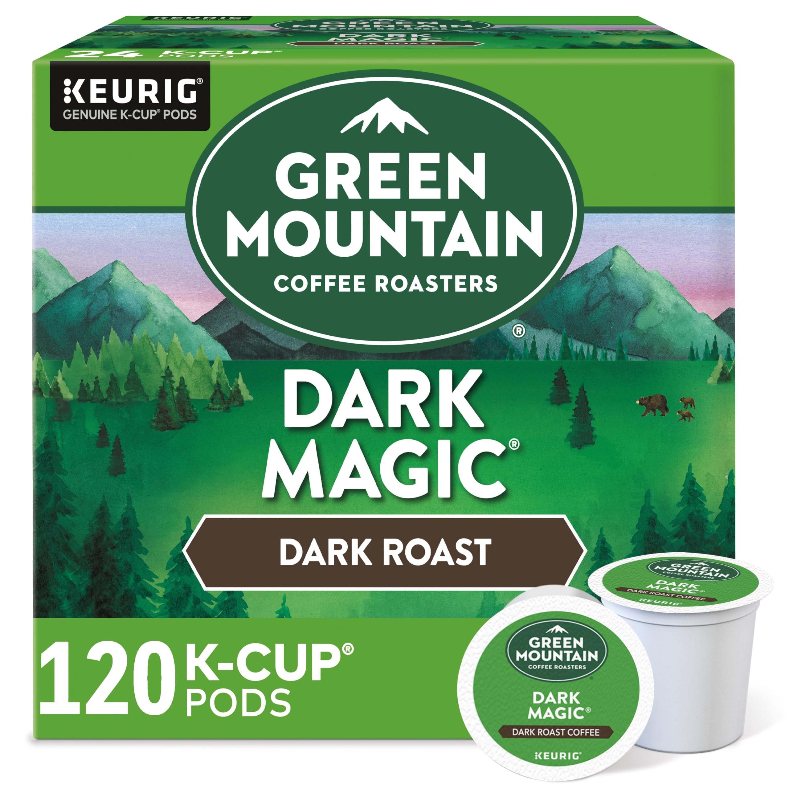Premium Green Mountain Coffee Dark Magic Extra Bold K-Cups (120 Count) - Strong & Rich Flavored Coffee Pods for Keurig Brewers - Perfect for Morning Boost, Office Use & Coffee Lovers