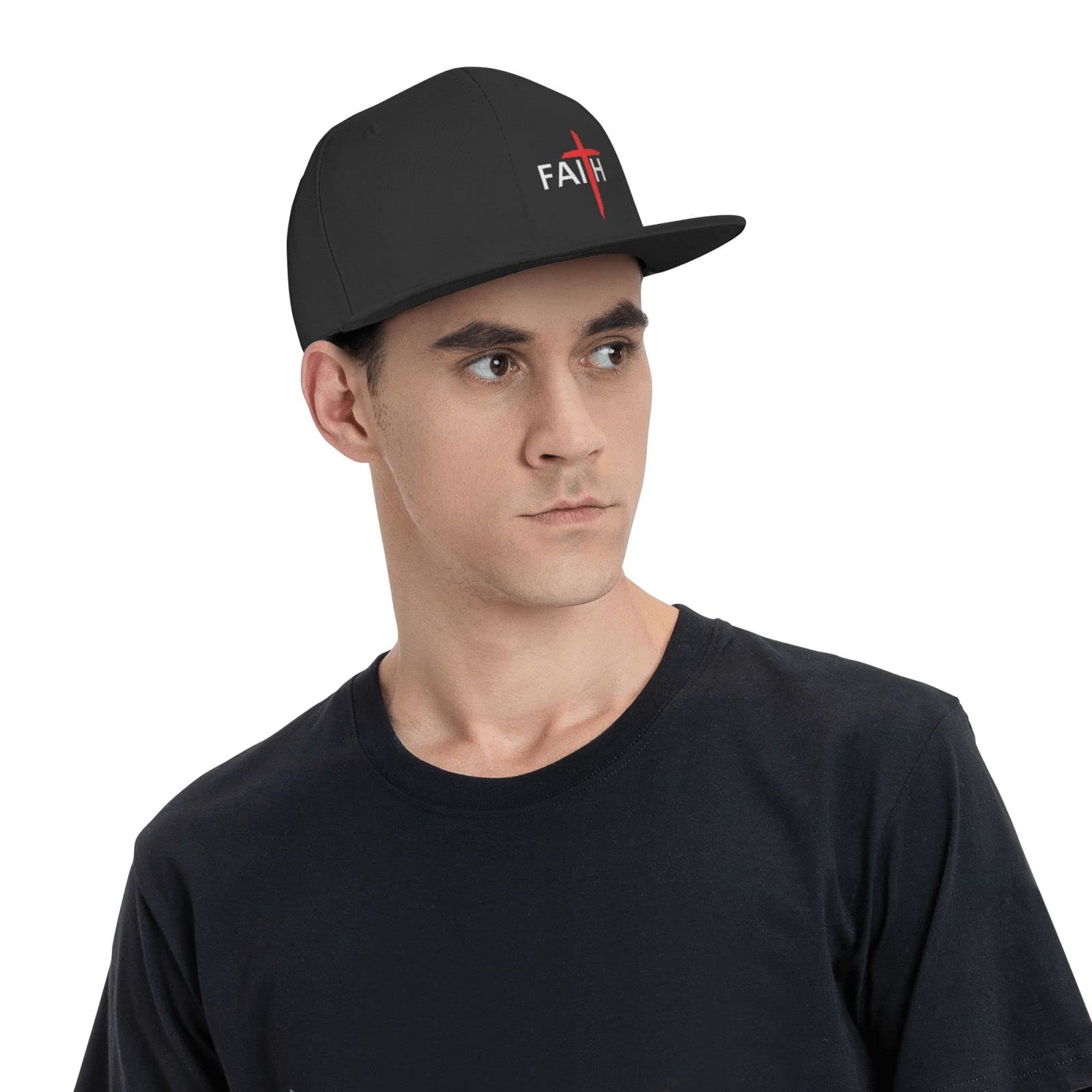 DARLEKS Christian Jesus Cross Baseball Cap - Religious Flat Bill Trucker Hat for Men & Women - Cool Hip Hop Style - Perfect for Church, Concerts & Outdoor Activities